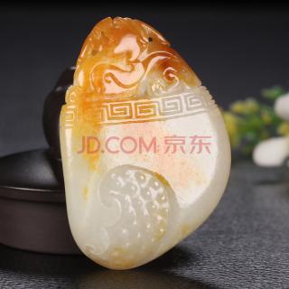 新疆和田玉白玉籽料 黄皮白肉 府上有龙挂件 36克 天福博光玉器